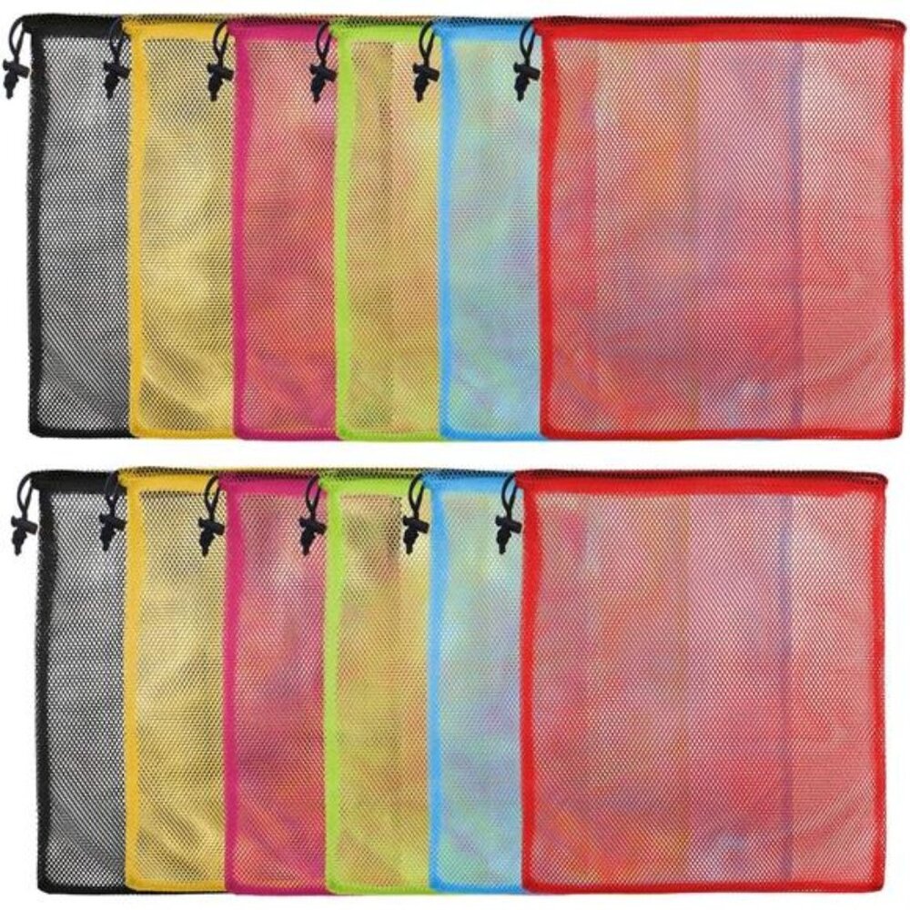 12Pcs Mesh Bag 13"X15.5" Drawstring Gym Bag Nylon Mesh Drawstring Bag with Cord